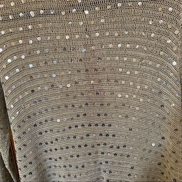 Pierre Cardin Gray Loose Knit Cardigan Sweater Sequins Detail Sz Medium Gorgeous - Picture 5 of 9